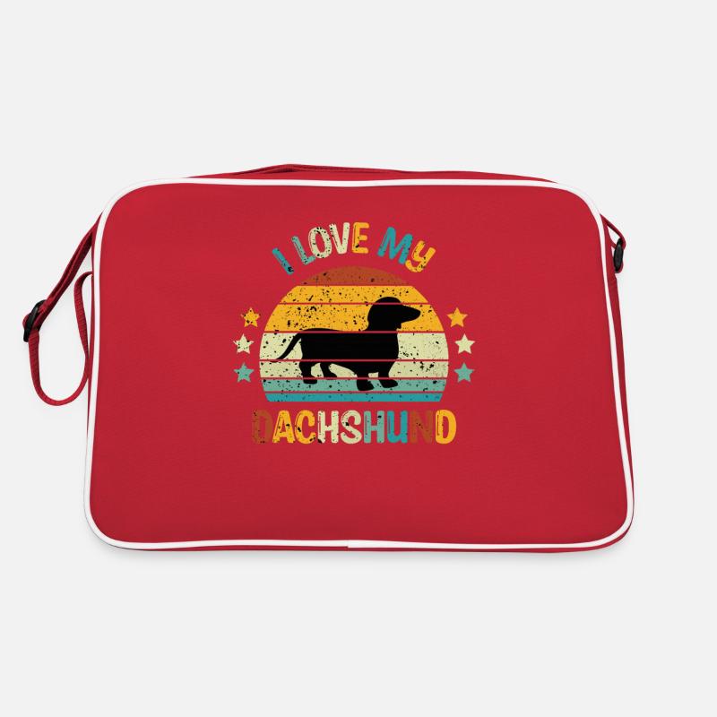 Hunderasse Dachshund Hundehalter Geschenk - Retro Tasche - Rot/Weiß