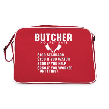 Boucher Boucherie Profession Drôle Dicton Cadeau - Sac Retro - rouge/blanc - Dos