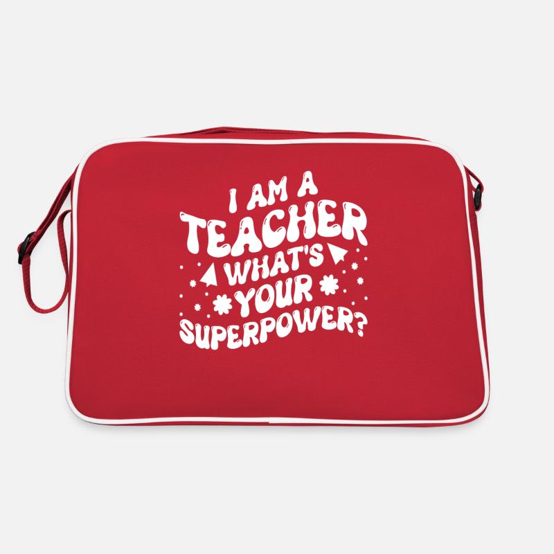 SUPER LEHRER KRAFT LEHRERIN POWER SPRÜCHE MOTIV Retro Tasche