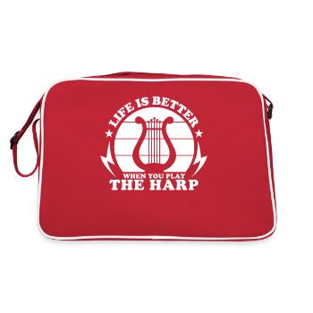 Harp Musician Harp Player Harp Harpist - Retro Bag - red/white - Back