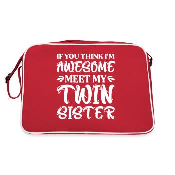 Zwillinge Zwilling Schwester Geschwister - Retro Tasche - Rot/Weiß - Hinten