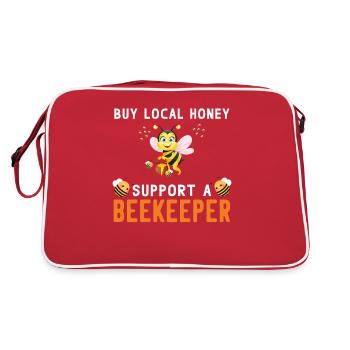 Beekeeping Beekeeper Honey Beekeeper Lustig - Retro Bag - red/white - Back