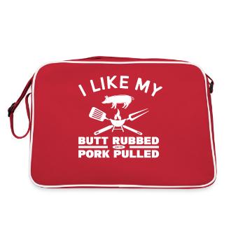 BBQ Grillen Smoker Grillfeier Pork Pulled Camping - Retro Tasche - Rot/Weiß - Hinten