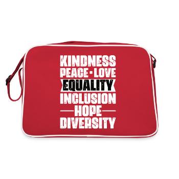 Gay Herz Schwul lesbisch Schwuler Lesbe Geschenk - Retro Tasche - Rot/Weiß - Hinten