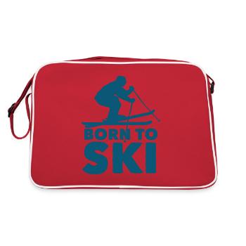 Skiers Downhill Mountains Ski Sport Skis Skiing - Retro Bag - red/white - Back