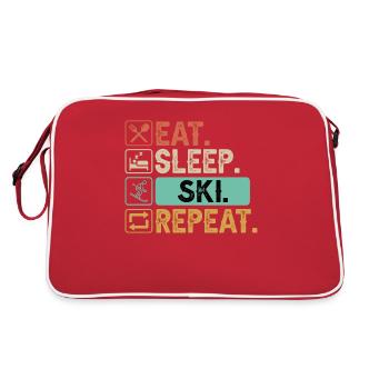 Skiers Downhill Mountains Ski Sport Skis Skiing - Retro Bag - red/white - Back