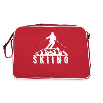 Skiers Downhill Mountains Ski Sport Skis Skiing - Retro Bag - red/white - Back