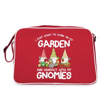 Garten Gartenzwerg Gärtner Gärtnern Gartenarbeit - Retro Tasche - Rot/Weiß - Hinten