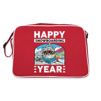 Snowboard Winter Ski Lodge Child Snow Snowboarder - Retro Bag - red/white - Back