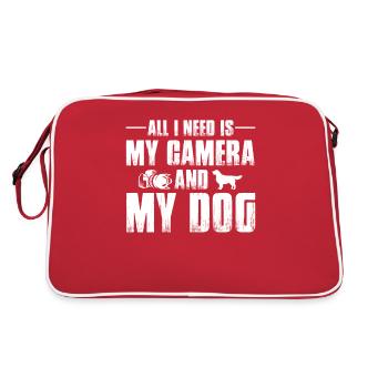 Amoureux des chiens Propriétaires de chiens Photographe appareil photo - Sac Retro - rouge/blanc - Dos