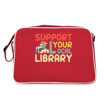 Library Librarian Read - Retro Bag - red/white - Back