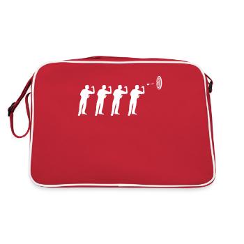 Darts | Alter Mann | Dartscheibe Dartspieler - Retro Tasche - Rot/Weiß - Hinten