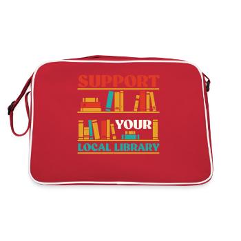 Library Librarian Read - Retro Bag - red/white - Back