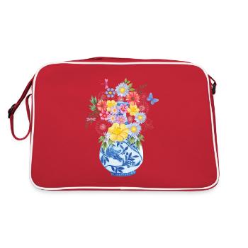 Vrilles de fleurs Vase Bouquet Bouquet Fleurs - Sac Retro - rouge/blanc - Dos