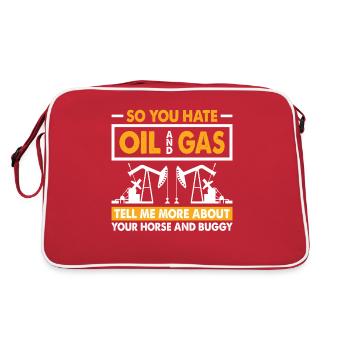 Plate-forme pétrolière Travailleurs du gaz pétrolier forant une plate-forme pétrolière - Sac Retro - rouge/blanc - Dos