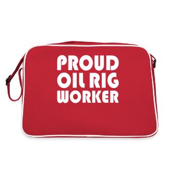 Plate-forme pétrolière Travailleurs du gaz pétrolier forant une plate-forme pétrolière - Sac Retro - rouge/blanc - Dos
