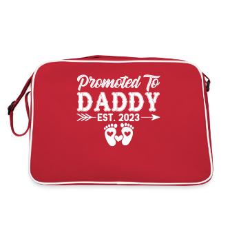 Vater 2023 - Papa 2023 - Papa werden Schwanger - Retro Tasche - Rot/Weiß - Hinten