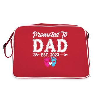 Vater 2023 - Papa 2023 - Papa werden Schwanger - Retro Tasche - Rot/Weiß - Hinten