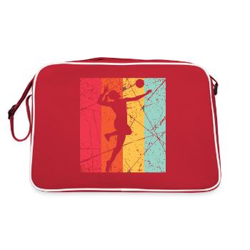 Volleyball Volley Aufschlag Volleyballspieler - Retro Tasche - Rot/Weiß - Hinten