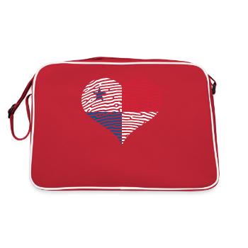 Panama herz Flagge Fahne Zentralamerika Kanal - Retro Tasche - Rot/Weiß - Hinten