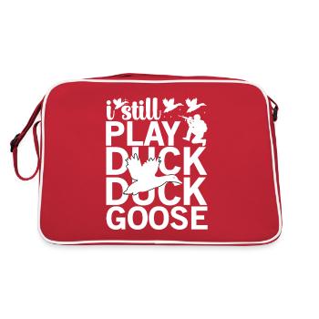 Jagd Jäger Wild Wald Jagen Gans Natur Geschenk - Retro Tasche - Rot/Weiß - Hinten