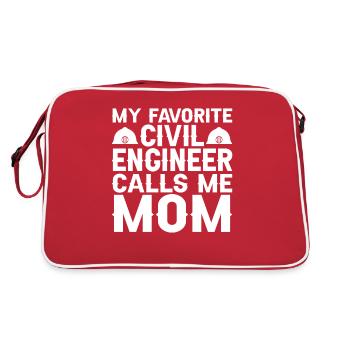 Civil Engineer Bridge Construction Statics Son Mama Engineer - Retro Bag - red/white - Back