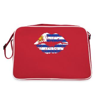 Uruguay Flag Heart Latin America Travel Holidays - Retro Bag - red/white - Back