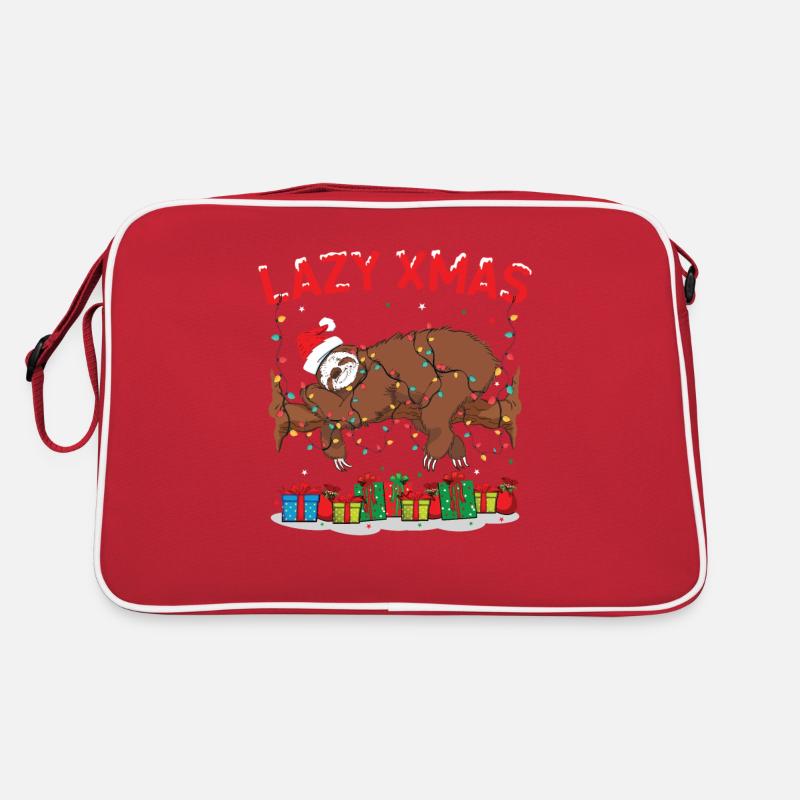 Faultier Weihnachten - Retro Tasche - Rot/Weiß