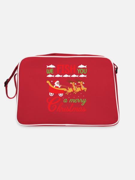 Pêcheur de Noël Pêche Poisson Pêche Cadeau - Sac Retro - rouge/blanc - Dos