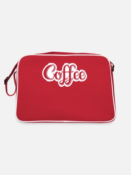 Kaffee Sarkasmus Freunde Glück Freude Cappuccino - Retro Tasche - Rot/Weiß - Hinten