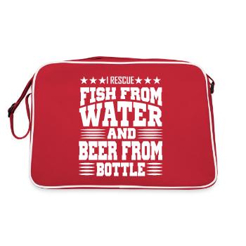 Pêche et pêche à la bière Pêcheur Buveur de bière Dicton - Sac Retro - rouge/blanc - Dos