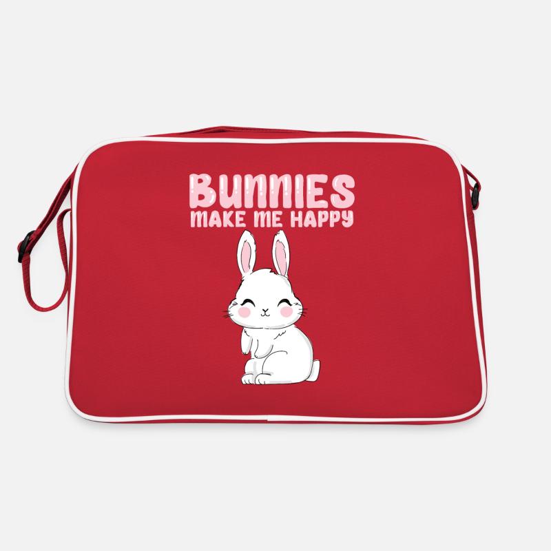 Hasen Haustier Liebe - Retro Tasche - Rot/Weiß