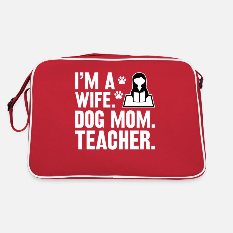 Ehefrau Hundebesitzerin Lehrerin Lehren Schule - Retro Tasche - Rot/Weiß