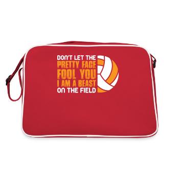 Volleyball Volley Aufschlag Volleyballspieler - Retro Tasche - Rot/Weiß - Hinten