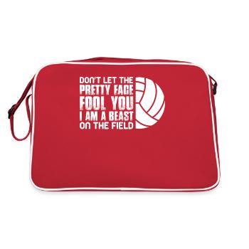 Volleyball Volley Aufschlag Volleyballspieler - Retro Tasche - Rot/Weiß - Hinten