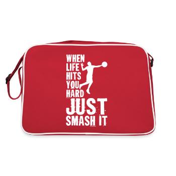 Volleyball Volley Aufschlag Volleyballspieler - Retro Tasche - Rot/Weiß - Hinten