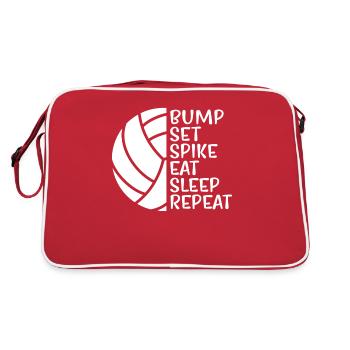 Volleyball Volley Aufschlag Volleyballspieler - Retro Tasche - Rot/Weiß - Hinten