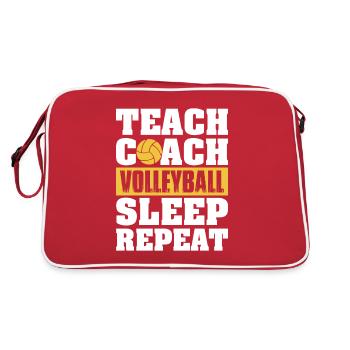 Volleyball Aufschlag Volleyballspieler Trainer - Retro Tasche - Rot/Weiß - Hinten