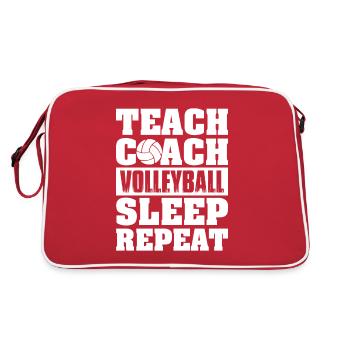 Volleyball Aufschlag Volleyballspieler Trainer - Retro Tasche - Rot/Weiß - Hinten