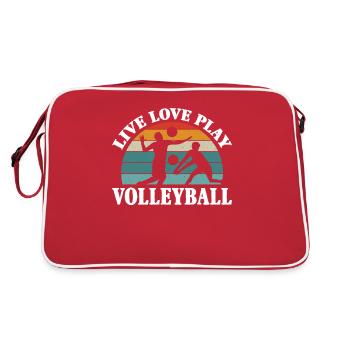Volleyball Volley Aufschlag Volleyballspieler - Retro Tasche - Rot/Weiß - Hinten