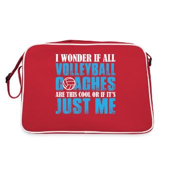 Volleyball Aufschlag Volleyballspieler Trainer - Retro Tasche - Rot/Weiß - Hinten