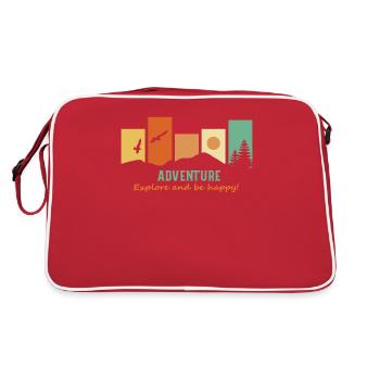 Wanderer Backpacker Abenteuer Wandern Entdecker - Retro Tasche - Rot/Weiß - Hinten