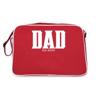 Vater 2023 - Papa 2023 - Papa werden Schwanger - Retro Tasche - Rot/Weiß - Hinten