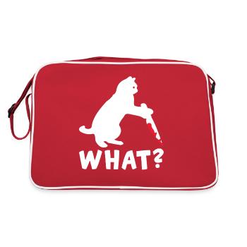 Cat Cat Saying Funny Knives - Retro Bag - red/white - Back