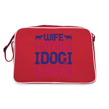 Ehefrau Mutter Hundeliebhaber Nettes Typografie - Retro Tasche - Rot/Weiß - Hinten