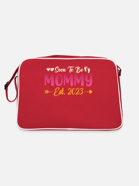 Maman 23 Annonce Mère Bébé Futur maman 2023 - Sac Retro - rouge/blanc - Dos