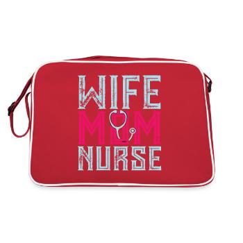 Ehefrau Mutter Krankenschwester Mom Medizin - Retro Tasche - Rot/Weiß - Hinten