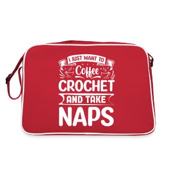 Crochet Crochet Café Crochet Tricoteuse Couturière - Sac Retro - rouge/blanc - Dos