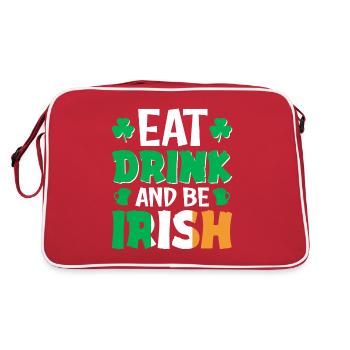Frohen Saint Patricks Day Regenbogen Gold Kobold - Retro Tasche - Rot/Weiß - Hinten