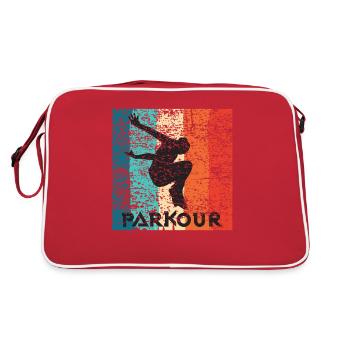 Vintage Parkour Freerunning Siluette Gift Idea - Retro Bag - red/white - Back
